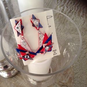 PATRIOTIC RED WHITE BLUE handmade earrings